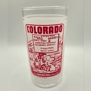 Vintage Colorado Souvenir Red Frosted Glass Mountains Switzerland of America USA